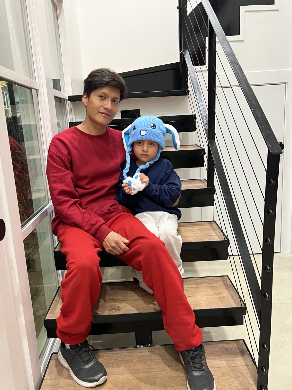 Adrian Conejo Arias and his son, Liam Conejo Ramos, after being released from ICE detention